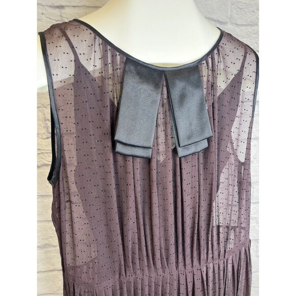 Malene Birger Sheer Silk Dress Ribbon Accent Collar Ladies Size 36 / 6US Sheer - Picture 3 of 11